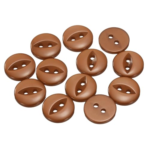 QUARKZMAN 12 Stück Knöpfe 12,5mm Harz Buttons zum Annähen 2 Löcher Runde Bastelknöpfe für Bekleidung Bettwäsche Hosen Hemd Blusen Kleider Rock Handwerk Selber Machen, Braun von QUARKZMAN