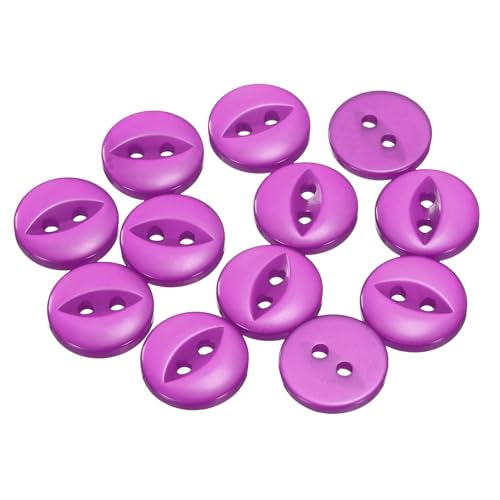 QUARKZMAN 12 Stück Knöpfe 12,5mm Harz Buttons zum Annähen 2 Löcher Runde Bastelknöpfe für Bekleidung Bettwäsche Hosen Hemd Blusen Kleider Rock Handwerk Selber Machen, Lila von QUARKZMAN