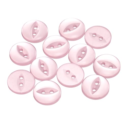 QUARKZMAN 12 Stück Knöpfe 12,5mm Harz Buttons zum Annähen 2 Löcher Runde Bastelknöpfe für Bekleidung Bettwäsche Hosen Hemd Blusen Kleider Rock Handwerk Selber Machen, Rosa von QUARKZMAN