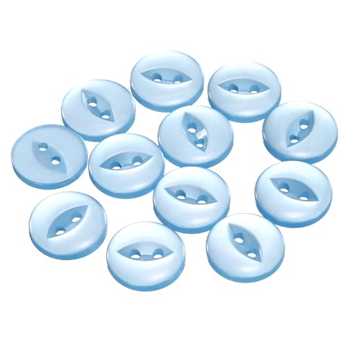 QUARKZMAN 12 Stück Knöpfe 18mm Harz Buttons zum Annähen 2 Löcher Runde Bastelknöpfe für Bekleidung Bettwäsche Hosen Hemd Blusen Kleider Rock Handwerk Selber Machen, Himmelblau von QUARKZMAN