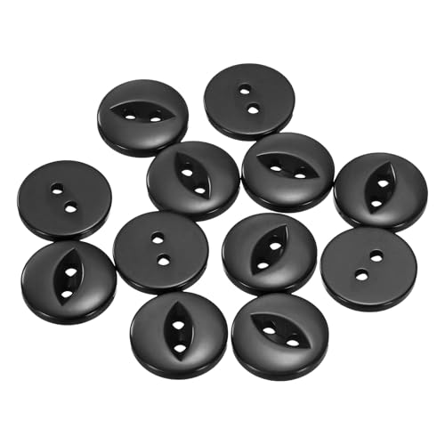 QUARKZMAN 12 Stück Knöpfe 18mm Harz Buttons zum Annähen 2 Löcher Runde Bastelknöpfe für Bekleidung Bettwäsche Hosen Hemd Blusen Kleider Rock Handwerk Selber Machen, Schwarz von QUARKZMAN