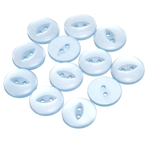 QUARKZMAN 12 Stück Knöpfe 20mm Harz Buttons zum Annähen 2 Löcher Runde Bastelknöpfe für Bekleidung Bettwäsche Hosen Hemd Blusen Kleider Rock Handwerk Selber Machen, Hellblau von QUARKZMAN