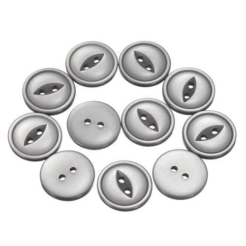 QUARKZMAN 12 Stück Knöpfe Hellgrau Nähknöpfe 20mmRunde Harz Buttons 2-Loch Kunststoff Knopf zum Annähen Bastelknöpfe für Hosen Kleider Röcke Blusen Hemd Anzug Jeans DIY Handwerk von QUARKZMAN