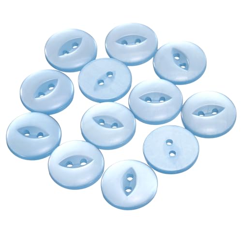 QUARKZMAN 12 Stück Knöpfe 20mm Harz Buttons zum Annähen 2 Löcher Runde Bastelknöpfe für Bekleidung Bettwäsche Hosen Hemd Blusen Kleider Rock Handwerk Selber Machen, Himmelblau von QUARKZMAN