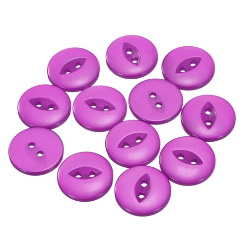 QUARKZMAN 12 Stück Knöpfe 20mm Harz Buttons zum Annähen 2 Löcher Runde Bastelknöpfe für Bekleidung Bettwäsche Hosen Hemd Blusen Kleider Rock Handwerk Selber Machen, Lila von QUARKZMAN