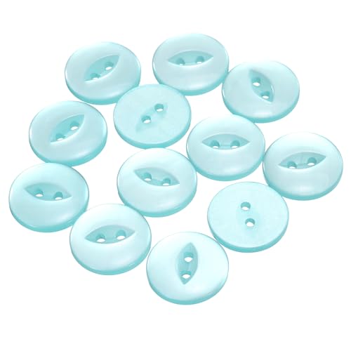 QUARKZMAN 12 Stück Knöpfe 20mm Harz Buttons zum Annähen 2 Löcher Runde Bastelknöpfe für Bekleidung Bettwäsche Hosen Hemd Blusen Kleider Rock Handwerk Selber Machen, Seeblau von QUARKZMAN