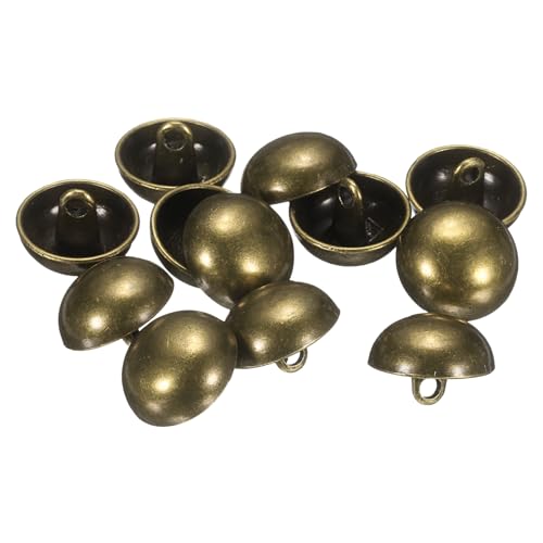QUARKZMAN 12 Stück Halbkugelförmige Metallnähknöpfe, 15 mm / 9/16" Halbrunde Pilzperlenkappen Metallknöpfe Mit Stiel Für Blazer Anzug, Mantel, Jacken Stoffbekleidung Dekoration, Bronze von QUARKZMAN