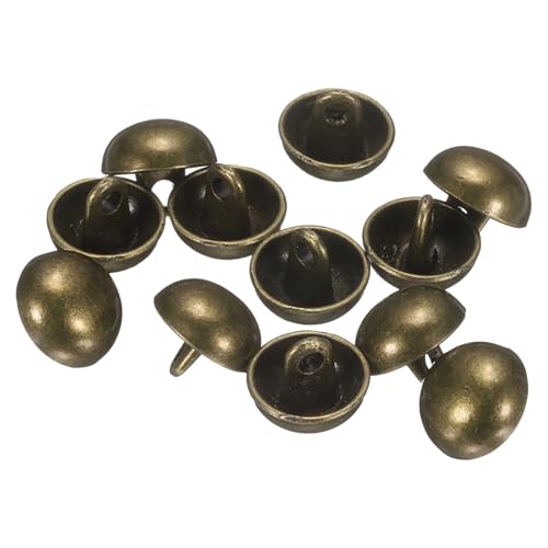 QUARKZMAN 12 Stück Halbrunde Metallnähknöpfe, 11,5 mm / 7/16" Halbrunde Pilzförmige Perlmuttkappen Metallknöpfe Mit Stiel Für Blazer Anzug, Mantel, Jacken Stoffbekleidung Dekoration, Bronze von QUARKZMAN