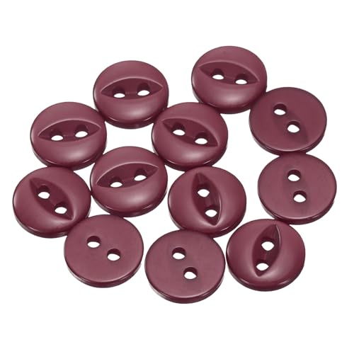 QUARKZMAN 12 Stück Knöpfe 11,5mm Harz Buttons zum Annähen 2 Löcher Runde Bastelknöpfe für Bekleidung Bettwäsche Hosen Hemd Blusen Kleider Rock Handwerk Selber Machen, Dunkelrot von QUARKZMAN