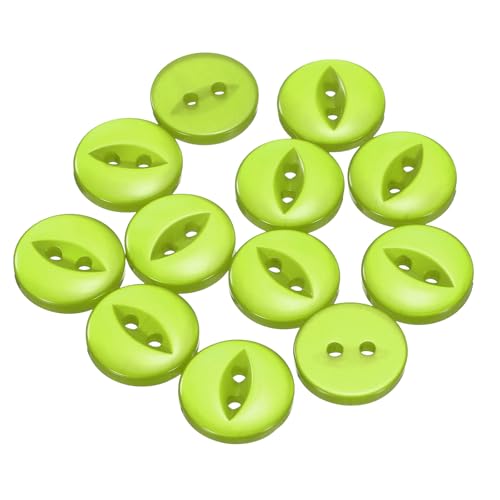 QUARKZMAN 12 Stück Knöpfe 15mm Harz Buttons zum Annähen 2 Löcher Runde Bastelknöpfe für Bekleidung Bettwäsche Hosen Hemd Blusen Kleider Rock Handwerk Selber Machen, Grün von QUARKZMAN