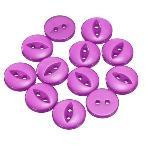 QUARKZMAN 12 Stück Knöpfe 15mm Harz Buttons zum Annähen 2 Löcher Runde Bastelknöpfe für Bekleidung Bettwäsche Hosen Hemd Blusen Kleider Rock Handwerk Selber Machen, Lila von QUARKZMAN