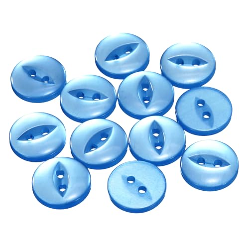 QUARKZMAN 12 Stück Knöpfe 15mm Harz Buttons zum Annähen 2 Löcher Runde Bastelknöpfe für Bekleidung Bettwäsche Hosen Hemd Blusen Kleider Rock Handwerk Selber Machen, Saphirblau von QUARKZMAN