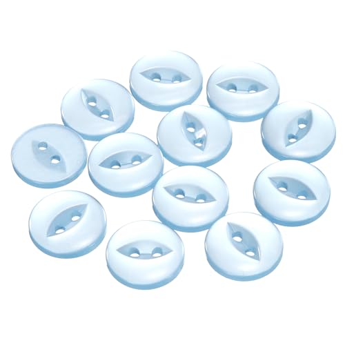 QUARKZMAN 12 Stück Knöpfe 18mm Harz Buttons zum Annähen 2 Löcher Runde Bastelknöpfe für Bekleidung Bettwäsche Hosen Hemd Blusen Kleider Rock Handwerk Selber Machen, Hellblau von QUARKZMAN