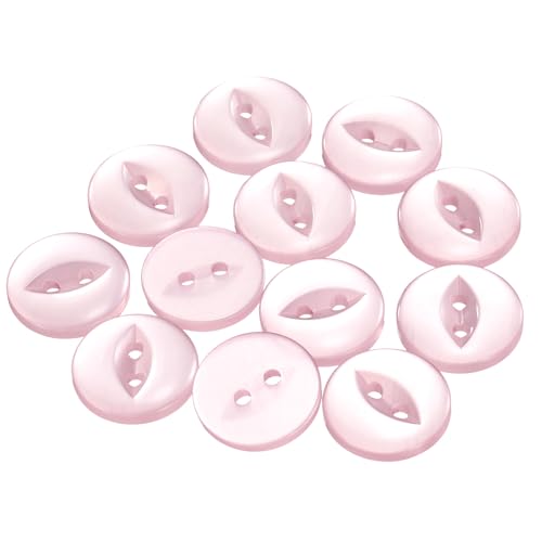 QUARKZMAN 12 Stück Knöpfe 18mm Harz Buttons zum Annähen 2 Löcher Runde Bastelknöpfe für Bekleidung Bettwäsche Hosen Hemd Blusen Kleider Rock Handwerk Selber Machen, Rosa von QUARKZMAN
