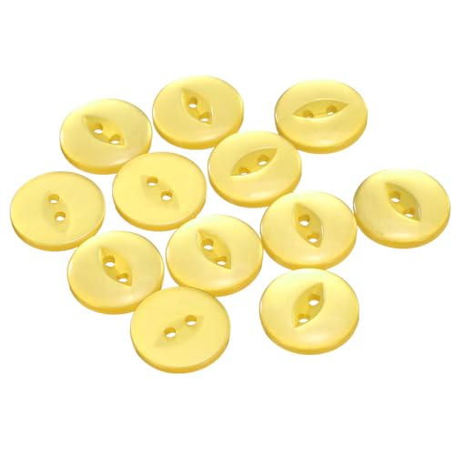 QUARKZMAN 12 Stück Knöpfe 20mm Harz Buttons zum Annähen 2 Löcher Runde Bastelknöpfe für Bekleidung Bettwäsche Hosen Hemd Blusen Kleider Rock Handwerk Selber Machen, Gelb von QUARKZMAN
