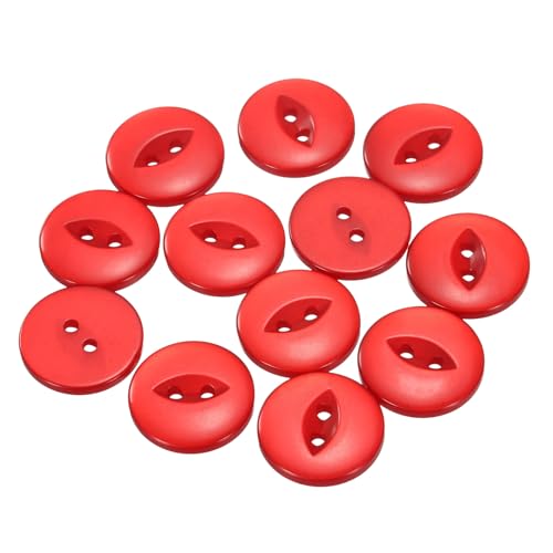 QUARKZMAN 12 Stück Knöpfe 20mm Harz Buttons zum Annähen 2 Löcher Runde Bastelknöpfe für Bekleidung Bettwäsche Hosen Hemd Blusen Kleider Rock Handwerk Selber Machen, Rot von QUARKZMAN