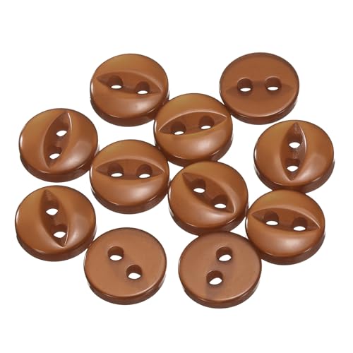 QUARKZMAN 12 Stück Knöpfe 9mm Harz Buttons zum Annähen 2 Löcher Runde Bastelknöpfe für Bekleidung Bettwäsche Hosen Hemd Blusen Kleider Rock Handwerk Selber Machen, Braun von QUARKZMAN