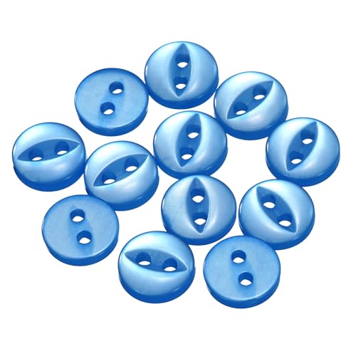 QUARKZMAN 12 Stück Knöpfe 9mm Harz Buttons zum Annähen 2 Löcher Runde Bastelknöpfe für Bekleidung Bettwäsche Hosen Hemd Blusen Kleider Rock Handwerk Selber Machen, Saphirblau von QUARKZMAN