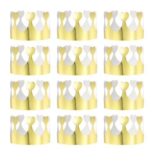 QUARKZMAN 12 Stück Papierkronen Goldfolie Geburtstagskronen Großhandel Glitzer Partyhüte für Geburtstagsfeierhüte Dekoration Kronen Partybedarf, Herz-Stil QUARKZMAN 12 Stück Papierkronen Goldfolie Geburtstagskronen Großhandel Glitzer Partyhüte für Geburtstagsfeierhüte Dekoration Kronen Partybedarf, Herz-Stil von QUARKZMAN