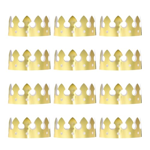 QUARKZMAN 12 Stück Papierkronen Goldfolie Geburtstagskronen Großpackung Glitzer Partyhüte für Geburtstagsfeier Hüte Dekoration Kronen Partybedarf, einfacher Stil QUARKZMAN 12 Stück Papierkronen Goldfolie Geburtstagskronen Großpackung Glitzer Partyhüte für Geburtstagsfeier Hüte Dekoration Kronen Partybedarf, einfacher Stil von QUARKZMAN