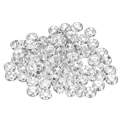 QUARKZMAN 120 Stück Zwischenperlen Rondelle Spacer Perlen zum Auffädeln, 6mm Strass Schmuckperlen Abstandsperlen Glasperlen für Armbänder DIY Schmuckherstellung Halsketten, Silber QUARKZMAN 120 Stück Zwischenperlen Rondelle Spacer Perlen zum Auffädeln, 6mm Strass Schmuckperlen Abstandsperlen Glasperlen für Armbänder DIY Schmuckherstellung Halsketten, Silber von QUARKZMAN