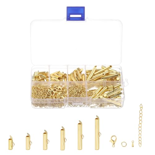 QUARKZMAN 120 Stück Schnur Endkappen, 10/13/16/20/25/30mm Röhrenperlen-Schieber-Klemmen für Mehrstrang-DIY-Bastelarbeiten, Goldfarben QUARKZMAN 120 Stück Schnur Endkappen, 10/13/16/20/25/30mm Röhrenperlen-Schieber-Klemmen für Mehrstrang-DIY-Bastelarbeiten, Goldfarben von QUARKZMAN