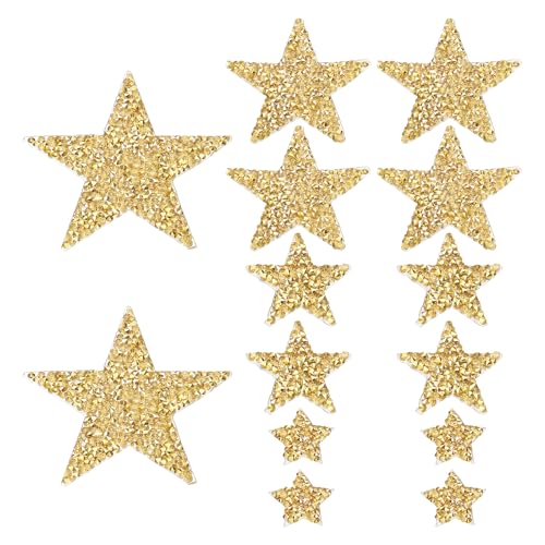 QUARKZMAN 120 Stück Sterne Patches zum Aufbügeln, 2/4/6/8cm Flicken zum Aufbügeln,Bestickte Aufnäher Bügelflicken für Hut Jacke Jeans Rucksäcke DIY Dekoration(Gold) von QUARKZMAN