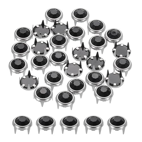 QUARKZMAN 120 Stück Strassnieten-Nachfüllungen, 5,5 mm / 0,22" Strassklauenperlen, Nieten Metallspikes Nietendekoration für DIY-Herstellung Geldbörse Kleidung Schuhe Gürtel, Schwarz von QUARKZMAN