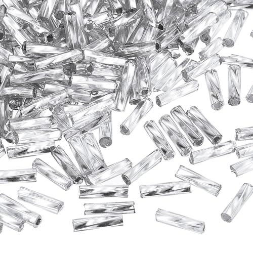 QUARKZMAN 1200 Stück Quetschperlen, 6x1,7mm Quetschröhrchen Tube Crimp Kupferrohr Crimp Perlen Perlen Abstandsperlen für Halsketten, Armbänder Schmuckherstellung (Silber) von QUARKZMAN