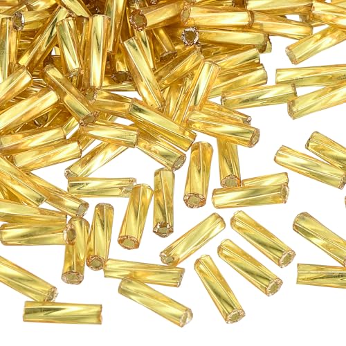 QUARKZMAN 1200 Stück Quetschperlen, 6x1,7mm Quetschröhrchen Tube Crimp Kupferrohr Crimp Perlen Perlen Abstandsperlen für Halsketten Armbänder Schmuckherstellung (Dunkelgold) von QUARKZMAN