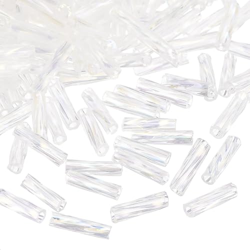 QUARKZMAN 1200 Stück Quetschperlen, 6x1,7mm Quetschröhrchen Tube Crimp Kupferrohr Crimp Perlen Perlen Abstandsperlen für Halsketten Armbänder Schmuckherstellung (Illusion Transparent) von QUARKZMAN