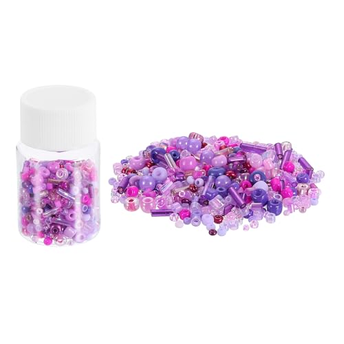 QUARKZMAN 1200 Stück gemischte Glasperlen, 1-4mm Glasperlen, Mini-Lose Glasperlen-Abstandshalter für DIY-Ohrringe, Halsketten, Armbänder, Schmuckherstellung, Lila von QUARKZMAN