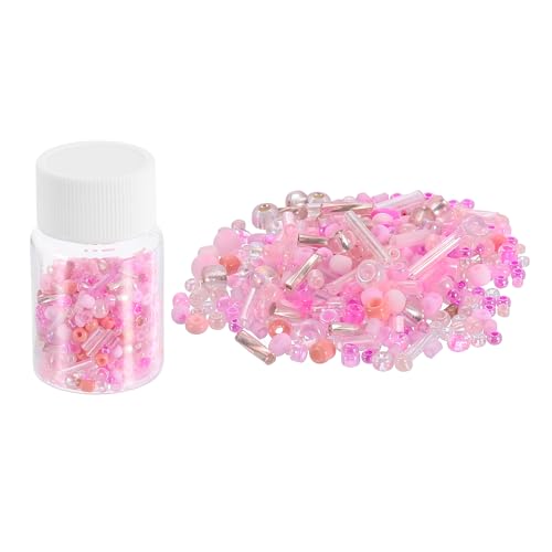 QUARKZMAN 1200 Stück Glasperlen zum Auffädeln, 1-4mm Armband Perlen Gemischte Perlenset, Mini Glasperlen Zwischenperlen für Armbänder Selber Machen DIY Ohrringe Halsketten, Pink von QUARKZMAN