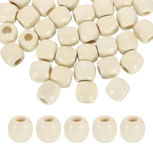 QUARKZMAN 120Stk Holzperlen Lose Perlen Bunte Runde Dekorative Pony Perlen Basteltonnen Holzornamente Für Makramee Schmuckherstellung Haarflechten Armbänder Weiß von QUARKZMAN