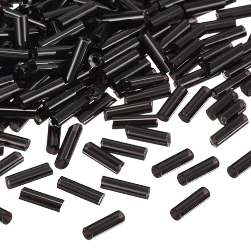 QUARKZMAN 1300 Stück Quetschperlen, 6x1,7mm Quetschröhrchen Tube Crimp Kupferrohr Crimp Perlen Perlen Abstandsperlen für Halsketten, Armbänder Schmuckherstellung (Schwarz) von QUARKZMAN