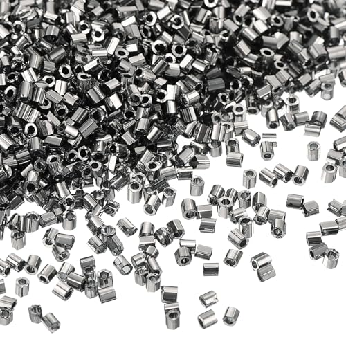QUARKZMAN 1400 Stück Quetschperlen, 1,5x1,5mm Quetschröhrchen Tube Crimp Kupferrohr Crimp Perlen Perlen Abstandsperlen für Halsketten Armbänder Schmuckherstellung, Elektroplattierung Grau von QUARKZMAN