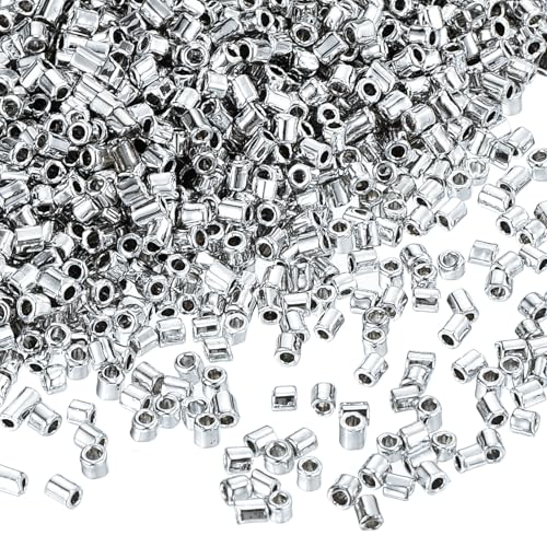 QUARKZMAN 1400 Stück Quetschperlen, 1,5x1,5mm Quetschröhrchen Tube Crimp Kupferrohr Crimp Perlen Perlen Abstandsperlen für Halsketten Armbänder Schmuckherstellung, Elektroplattierung Weiß K von QUARKZMAN