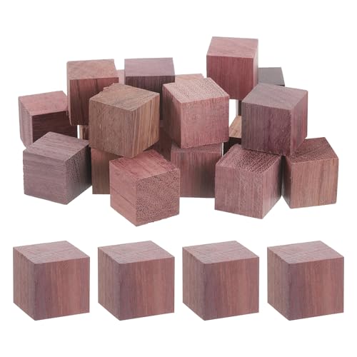 QUARKZMAN 15 Stück Holzblöcke, 0,98 Zoll Unvollendete Holzblöcke für Handwerk Kleine Leere Holzblöcke Holzquadratblöcke für Kunsthandwerk und DIY-Dekor, Lila Holz von QUARKZMAN