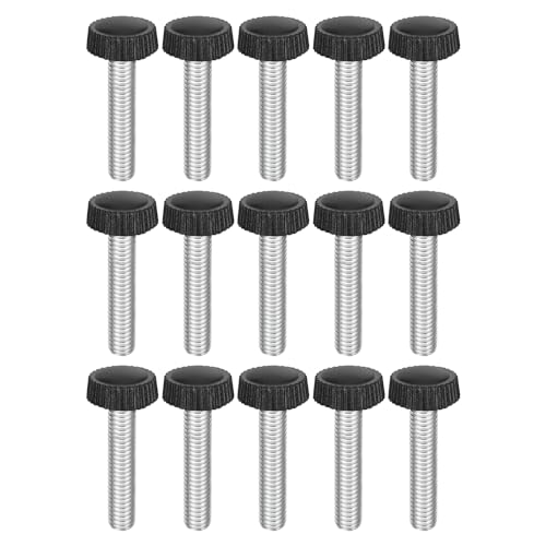 QUARKZMAN 15 Stück M6x30mm Gewinde Rändelschrauben, verzinkter Kohlenstoffstahl, Klemmknöpfe mit Kunststoffgriff und rundem Kopf, Daumenschrauben zum schnellen Lösen und Klemmen, schwarz von QUARKZMAN