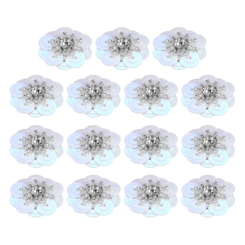 QUARKZMAN 15 Stück Pailletten Perlen Blumen Patches, 25mm Handgemachte Paillette Kristall Applikation Nähen Perlen Blumen Applikation für Kleid Taschen Stirnband Dekor, AB Farbe QUARKZMAN 15 Stück Pailletten Perlen Blumen Patches, 25mm Handgemachte Paillette Kristall Applikation Nähen Perlen Blumen Applikation für Kleid Taschen Stirnband Dekor, AB Farbe von QUARKZMAN