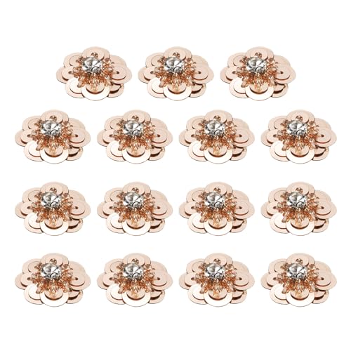 QUARKZMAN 15 Stück Pailletten Perlen Blumen Patches, 25mm Handgemachte Paillette Kristall Applikation Nähen Perlen Blumen Applikation für Kleid Taschen Stirnband Dekor, Hellrosa von QUARKZMAN