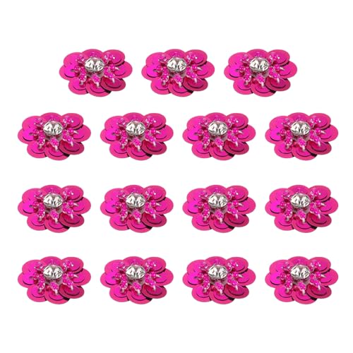 QUARKZMAN 15 Stück Pailletten Perlen Blumen Patches, 25mm Handgemachte Paillette Kristall Applikation Nähen Perlen Blumen Applikation für Kleid Taschen Stirnband Dekor, Rosarot QUARKZMAN 15 Stück Pailletten Perlen Blumen Patches, 25mm Handgemachte Paillette Kristall Applikation Nähen Perlen Blumen Applikation für Kleid Taschen Stirnband Dekor, Rosarot von QUARKZMAN
