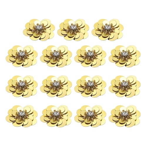 QUARKZMAN 15 Stück Pailletten Perlen Blumen Patches, 30mm Handgemachte Paillette Kristall Applikation Nähen Perlen Blumen Applikation für Kleid Taschen Stirnband Dekor, Aprikose QUARKZMAN 15 Stück Pailletten Perlen Blumen Patches, 30mm Handgemachte Paillette Kristall Applikation Nähen Perlen Blumen Applikation für Kleid Taschen Stirnband Dekor, Aprikose von QUARKZMAN