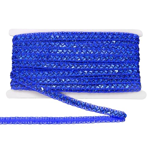 QUARKZMAN 15 Yards 0,4 Zoll Metallic Paillettenband Glitzergeflechtband Paillettenband zum Nähen von Handwerk, Kleidung, Kostümen, Dunkelblau QUARKZMAN 15 Yards 0,4 Zoll Metallic Paillettenband Glitzergeflechtband Paillettenband zum Nähen von Handwerk, Kleidung, Kostümen, Dunkelblau von QUARKZMAN