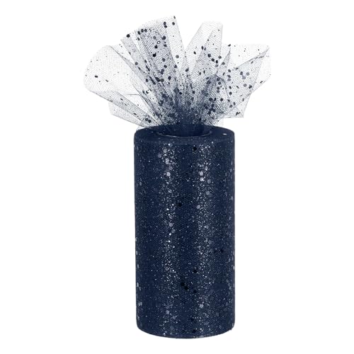 QUARKZMAN 15.2 cm breit, 50 Yards, Pailletten-Tüllband, Rollen, glitzernder, glitzernder Netzstoff für Tutu-Rock, Nähen, Weihnachten, Hochzeitsgeschenk, Marineblau von QUARKZMAN