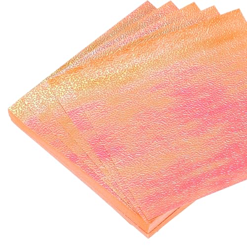 QUARKZMAN 150 Blatt Glitzer Origami Papier 6x6 Zoll Glänzend Funkelndes Quadratisches Falt Papier 15x15cm Irisierendes Papier für DIY Kunst, Handwerk Dekor, Orange von QUARKZMAN