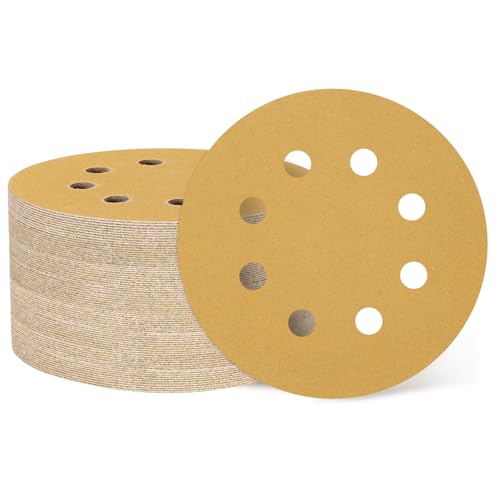 QUARKZMAN 150 Stück 125mm 5 Zoll Schleifscheibe 8 Loch 150 Körnung Klett-Schleifpapier Exzenterschleifer Pads für Holzbearbeitung Automobil Metall, Gold QUARKZMAN 150 Stück 125mm 5 Zoll Schleifscheibe 8 Loch 150 Körnung Klett-Schleifpapier Exzenterschleifer Pads für Holzbearbeitung Automobil Metall, Gold von QUARKZMAN