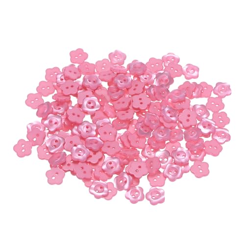 QUARKZMAN 150 Stück Knöpfe 12,5mm Blumenform Bastelknöpfe Hellrosa Nähknöpfe Harz 2-Loch Kunststoffknöpfe Blumenknöpfe für Nähen DIY Handwerk Scrapbooking Dekor Kleidung Blusen Hemden von QUARKZMAN