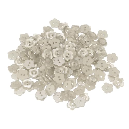 QUARKZMAN 150 Stück Knöpfe 11mm Blumenform Bastelknöpfe Beige Nähknöpfe Harz 2-Loch Kunststoffknöpfe Blumenknöpfe für Nähen DIY Handwerk Scrapbooking Dekor Kleidung Blusen Hemden von QUARKZMAN