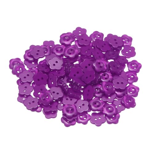 QUARKZMAN 150 Stück Knöpfe 12,5mm Blumenform Bastelknöpfe Lila Nähknöpfe Harz 2-Loch Kunststoffknöpfe Blumenknöpfe für Nähen DIY Handwerk Scrapbooking Dekor Kleidung Blusen Hemden von QUARKZMAN